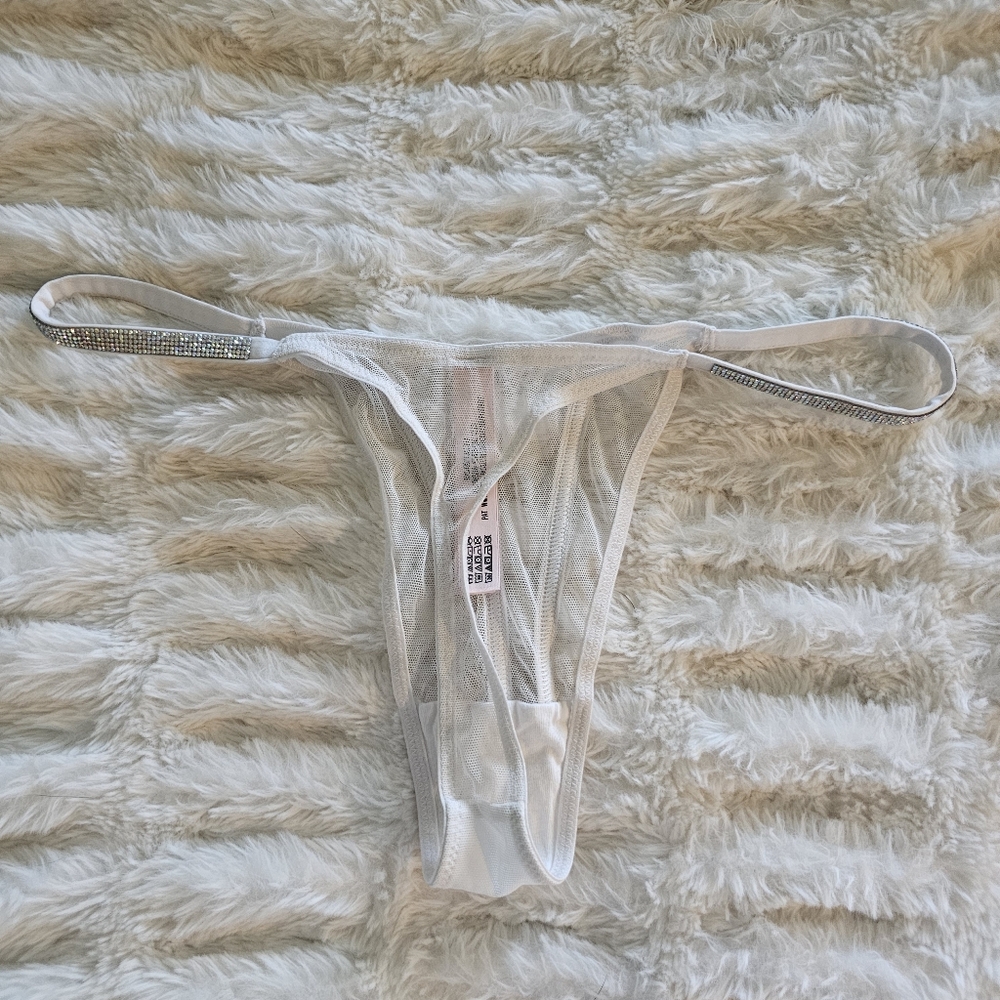 Victoria's Secret White Sheer Shine Thong Small - Picture 3 of 3
